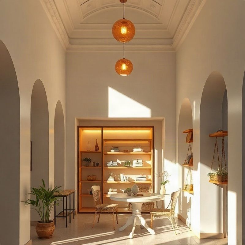 Iluminación LED cálida ámbar-dorada instalada en el interior de una boutique en Paysandú